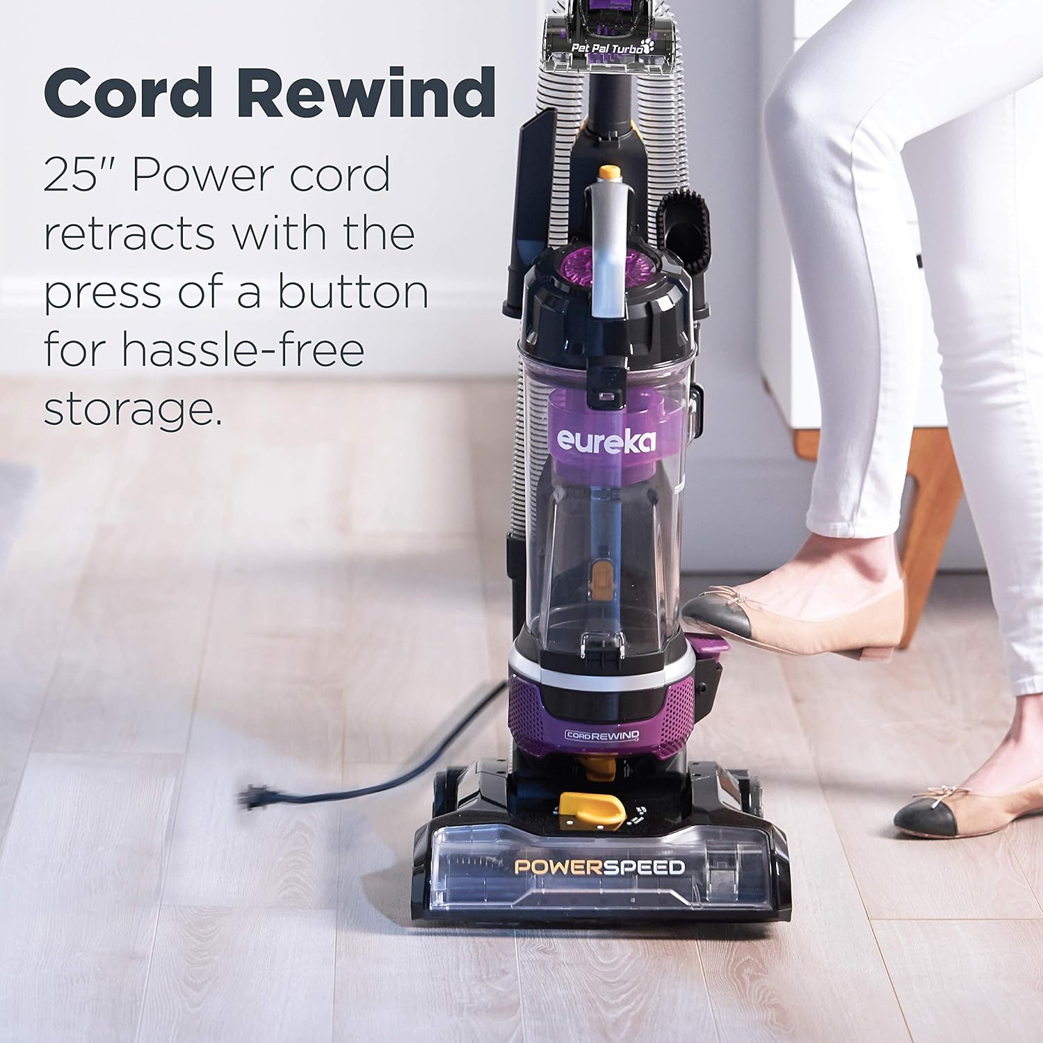 Eureka Pet Home, Bagless Cleaner Swivel Steering Powerful Lightweight Upright Vacuum Carpet and Floor, PowerSpeed NEU202 with Automatic Cord Rewind, Purple2