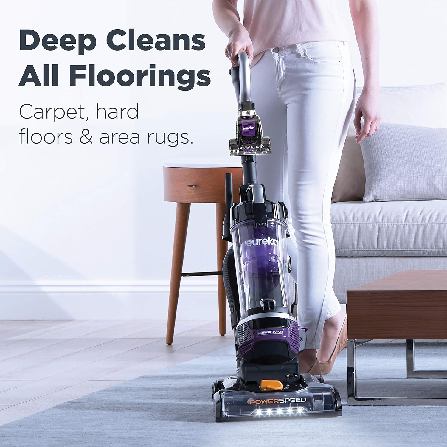 Eureka Pet Home, Bagless Cleaner Swivel Steering Powerful Lightweight Upright Vacuum Carpet and Floor, PowerSpeed NEU202 with Automatic Cord Rewind, Purple3