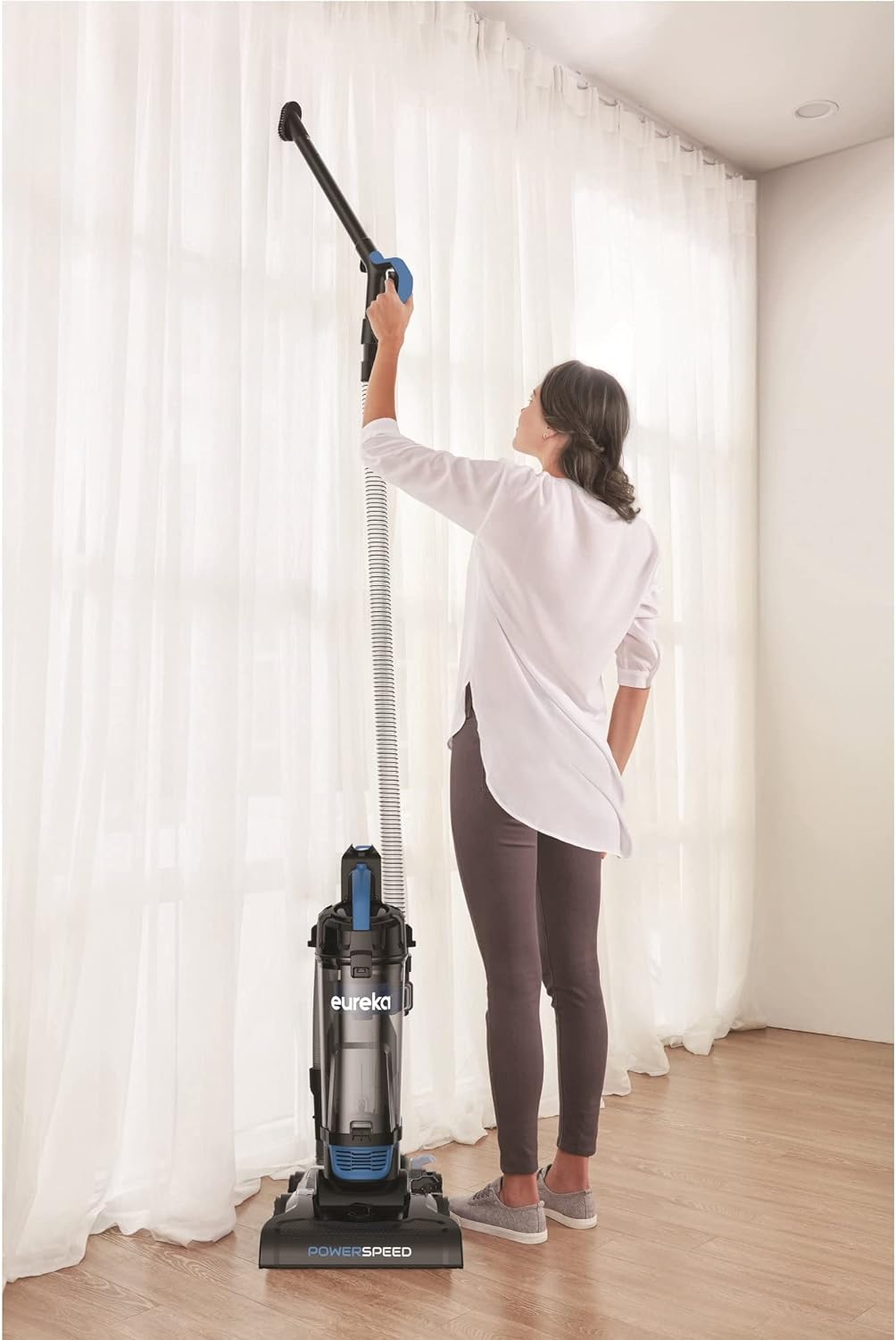 Eureka PowerSpeed Upright Cleaner Carpet and Floor Lightweight Powerful Bagless Vacuum, NEU185 w Washable Filter, Black5