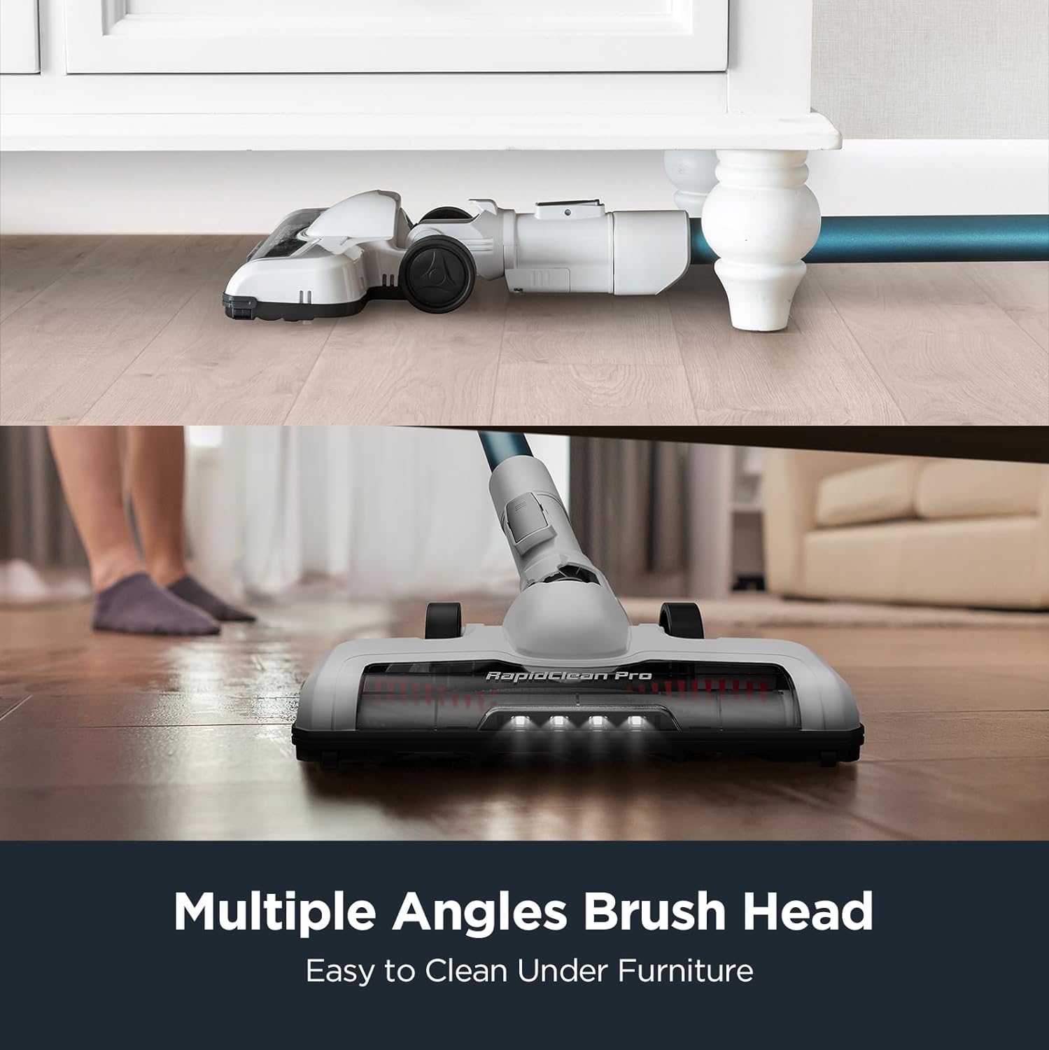 Eureka RapidClean Pro Cordless Cleaner for Hard Floors Lightweight Vacuum LED Headlights, Convenient Stick and Handheld Vac, Blue, NEC280TL55