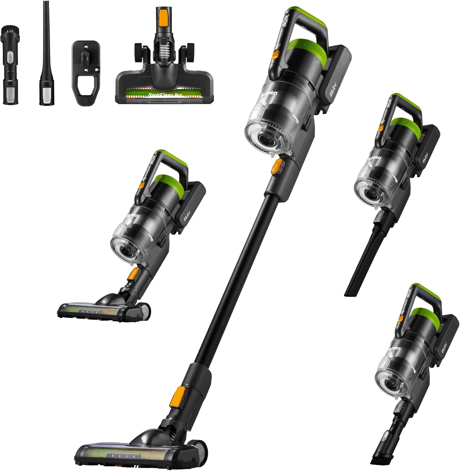 Eureka RapidClean Pro Cordless Cleaner for Hard Floors Lightweight Vacuum LED Headlights, Convenient Stick and Handheld Vac, Green, NEC285GR Eureka RapidClean Pro Cordless Cleaner for Hard Floors Lightweight Vacuum LED Headlights, Convenient Stick and Handheld Vac, Green, NEC285GR