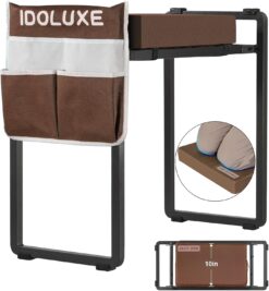 Foldable Garden Kneeler and Seat - 350 Lbs Heavy Duty Gardening Stool with Large Tool Bag, Thicker Wider Softer Kneeling Pad, Portable Garden Bench Gardening Gifts for Women, Seniors - Brown