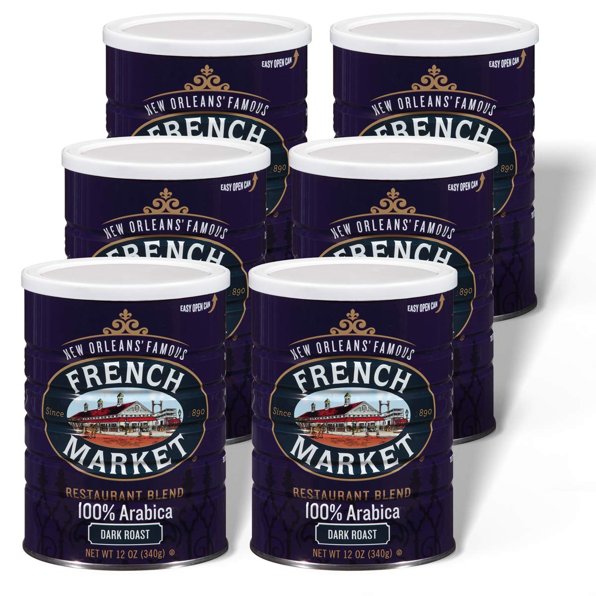 French Market Coffee & Chicory Restaurant Blend Dark Roast Ground Coffee, 12oz Can (Pack of 6) French Market Coffee & Chicory Restaurant Blend Dark Roast Ground Coffee, 12oz Can (Pack of 6)