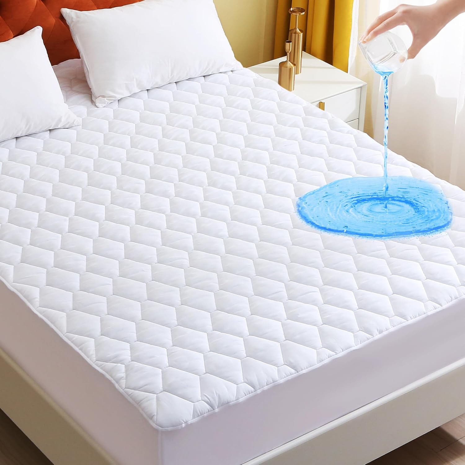Full Size Mattress Protector, Cooling Waterproof Full Size Mattress Pad Cover, 3D Air Soft Full Size Mattress Cover for 6-16 Inches Mattress, White Full Size Mattress Protector, Cooling Waterproof Full Size Mattress Pad Cover, 3D Air Soft Full Size Mattress Cover for 6-16 Inches Mattress, White