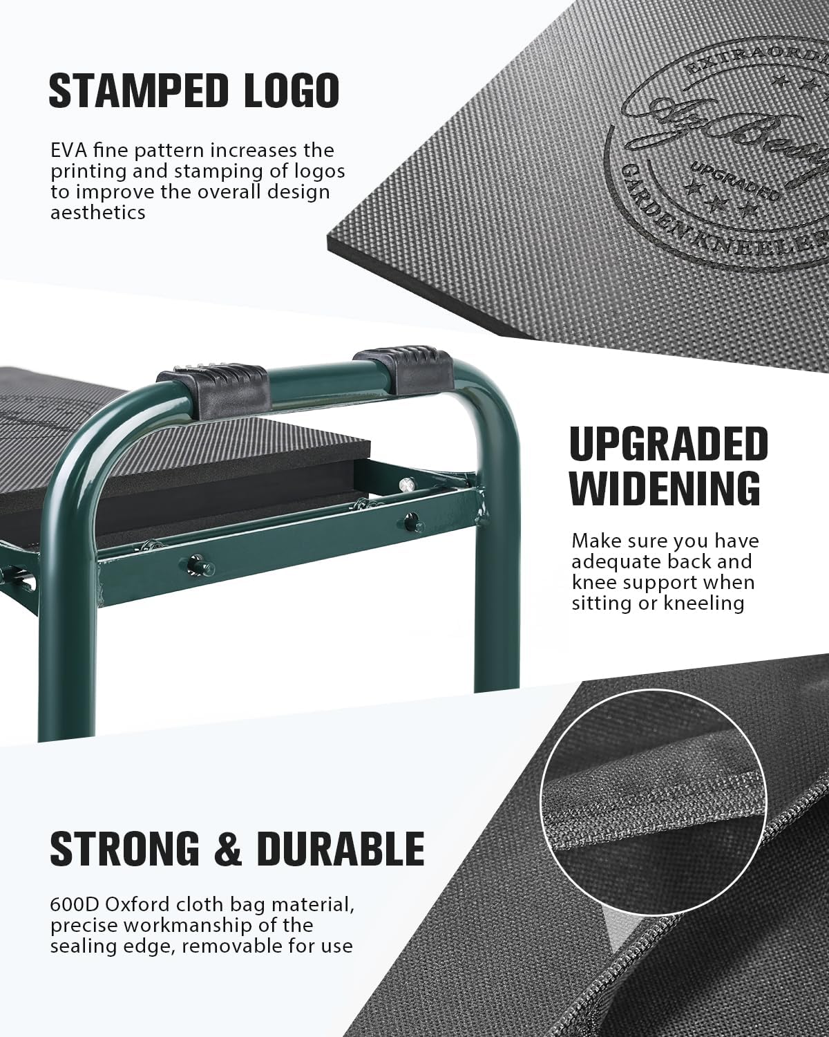 Garden Kneeler and Seat Heavy Duty, Foldable Gardening Stool - 2024 Upgraded Widened to 10 Stable Wear-resistant Prevent Knee and Back Pain, Beautiful Logo high-end 2 Large Tool Bags Gift for Women6