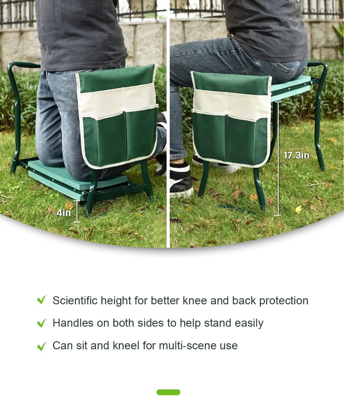 Garden Kneeler and Seat Heavy Duty, Upgraded Widened and Thickened Gardening Stools for Seniors, Foldable Gardening Bench Ergonomic Design, Effective Relief of Knee and Back Pain, Gift for Gardenersi