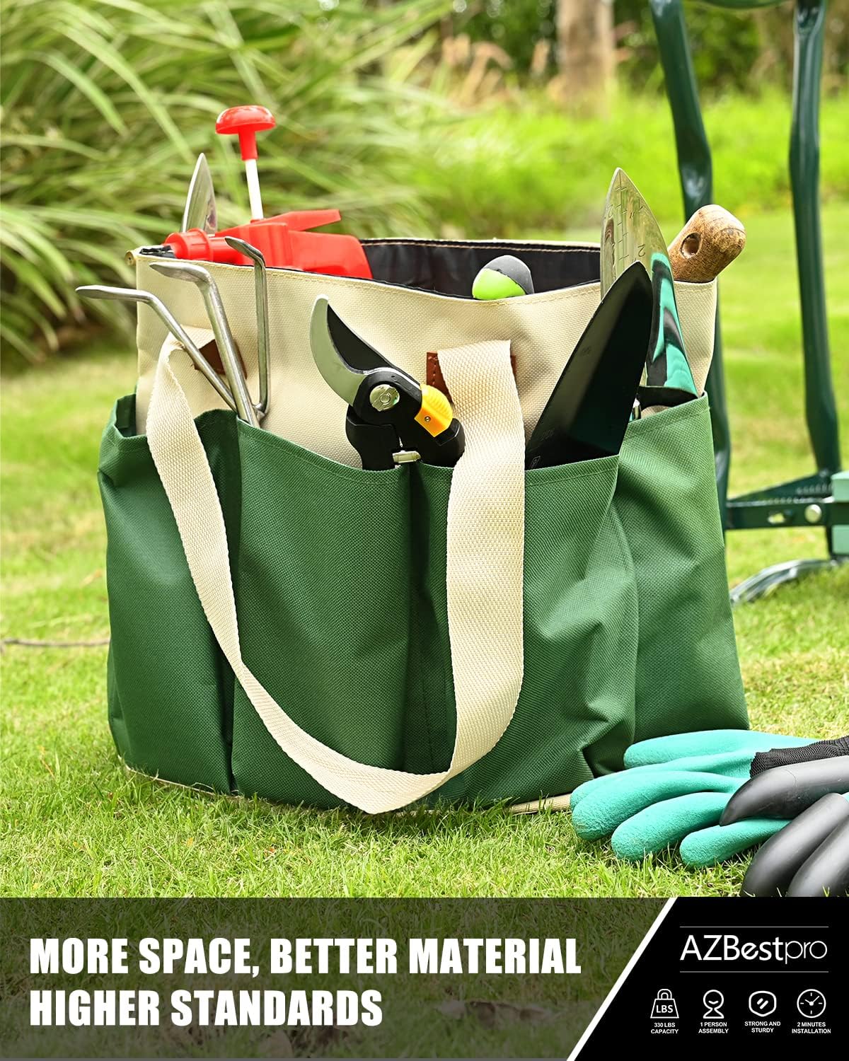 Garden Stool and Kneeler,Foldable Gardening Bench with Tool Bag Pouch EVA and Garden Gloves,Garden Kneeler and Seat Gardening Gift for Women Men2