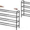Gonfoam 4-Tier Expandable Shoe Rack,Adjustable Shoe Shelf Storage Organizer Heavy Duty Metal Free Standing Shoe Rack for Entryway Closet Doorway (Black)