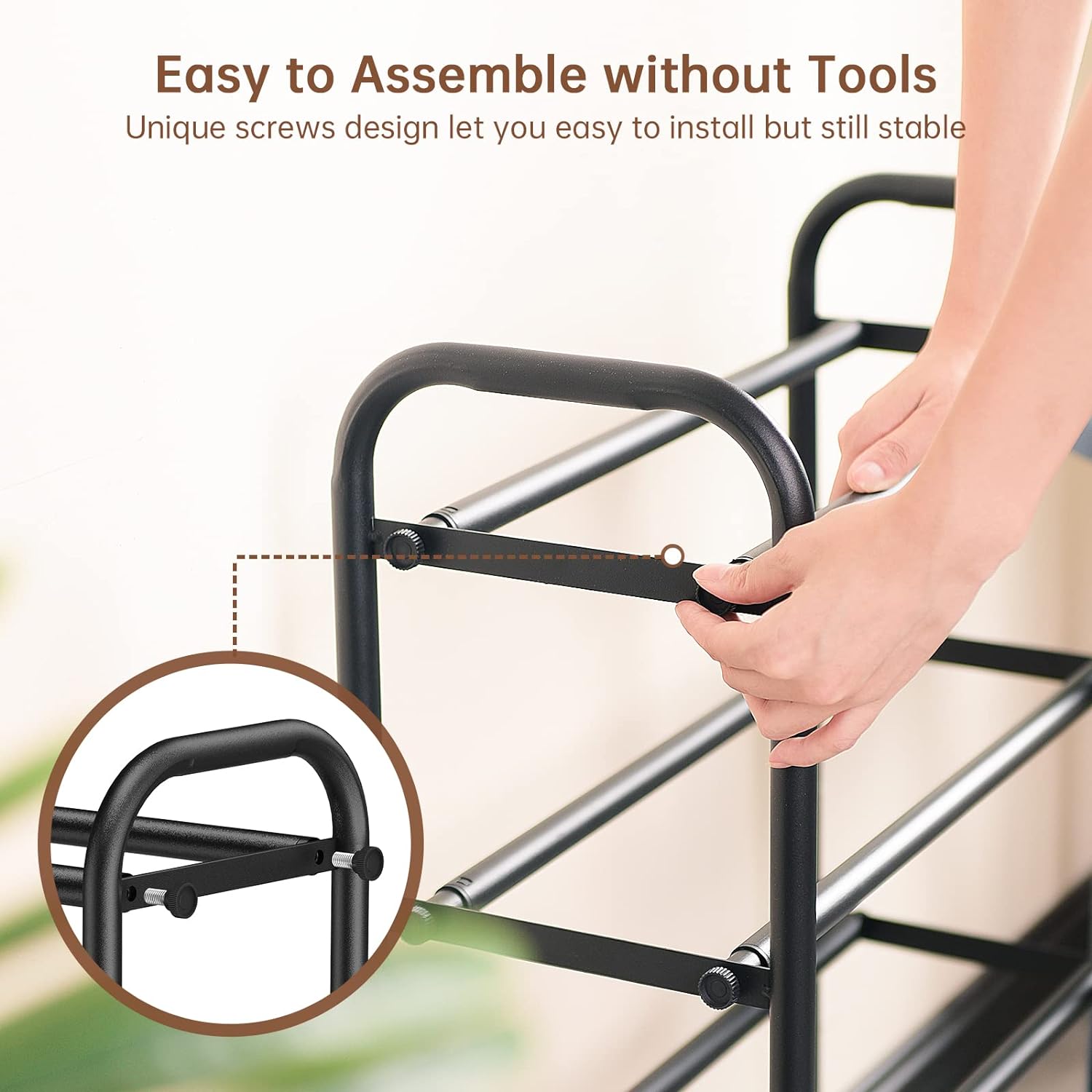 Gonfoam 4-Tier Expandable Shoe Rack,Adjustable Shoe Shelf Storage Organizer Heavy Duty Metal Free Standing Shoe Rack for Entryway Closet Doorway (Black)3