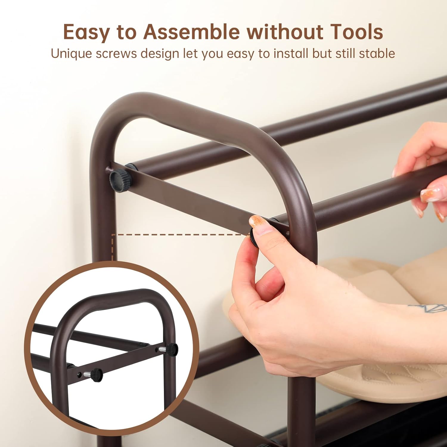 Gonfoam 4-Tier Expandable Shoe Rack,Adjustable Shoe Shelf Storage Organizer Heavy Duty Metal Free Standing Shoe Rack for Entryway Closet Doorway (Bronze)3