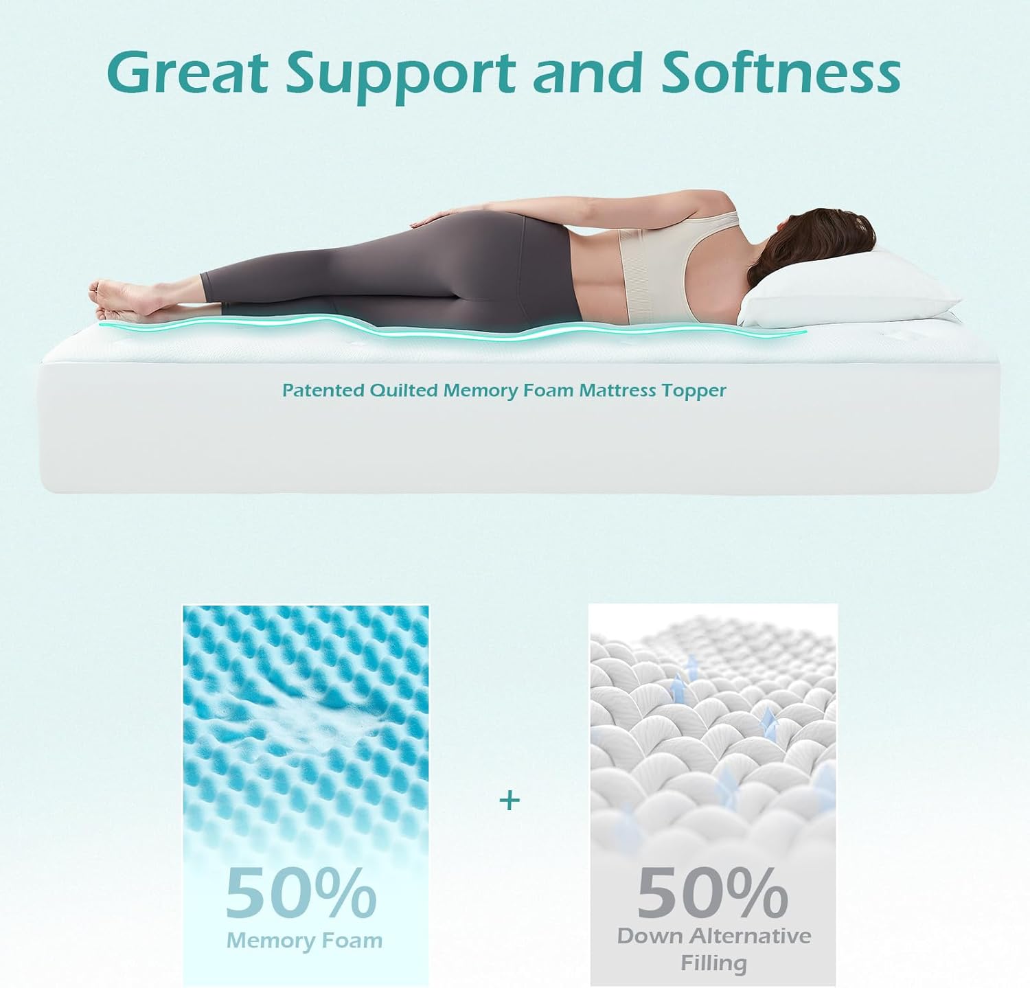 Hansleep Memory Foam Mattress Topper Full, Gel Mattress Topper Full Size with Deep Pocket, Breathable Pillow Top Mattress Pad Cover for Double Bed, 54x75 Inches, White3