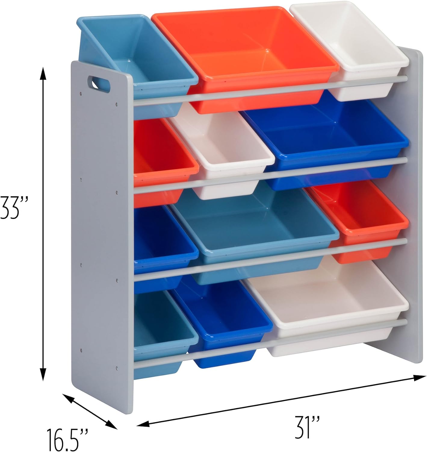 Honey-Can-Do Kids Toy Storage Organizer with 12 Plastic Bins, Grey SRT-06475 Grey3