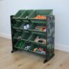Humble Crew, Army Green Camo Hunter Toy Organizer with 12 Plastic Storage Bins