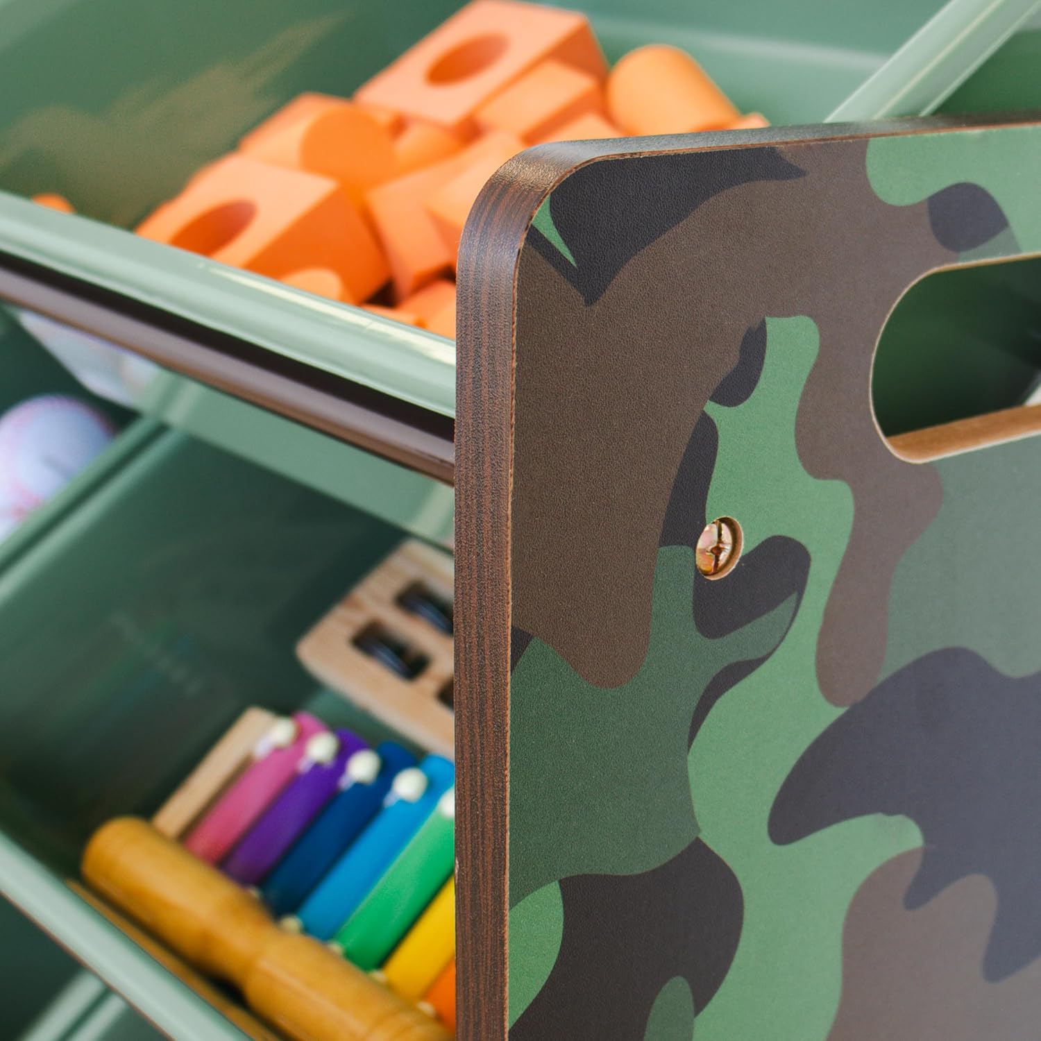 Humble Crew, Army Green Camo Hunter Toy Organizer with 12 Plastic Storage Bins43