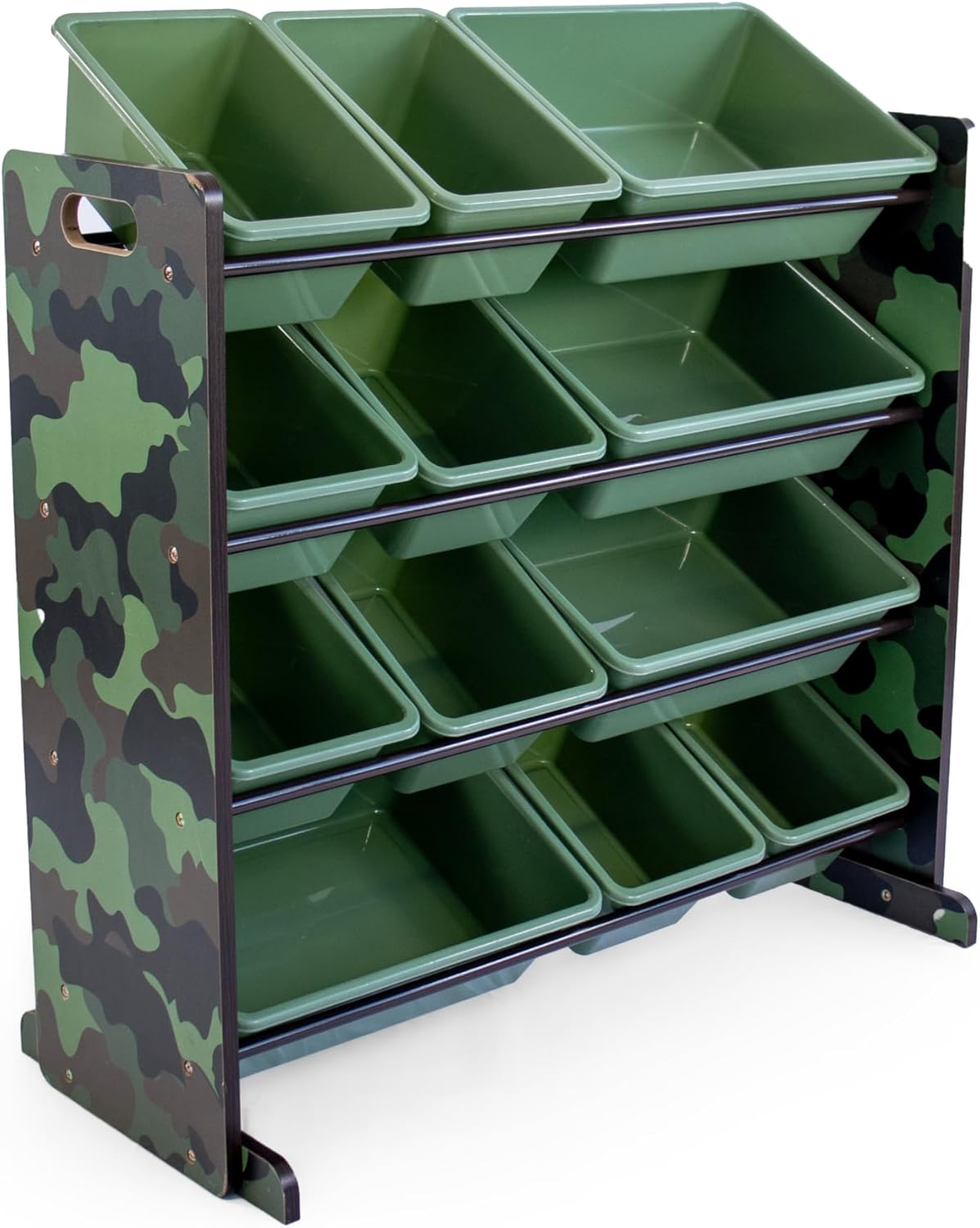 Humble Crew, Army Green Camo Hunter Toy Organizer with 12 Plastic Storage Bins8