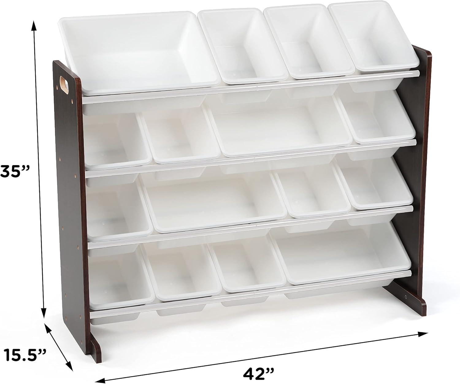 Humble Crew Extra-Large Toy Organizer, 16 Storage Bins, Espresso White, 15.5D X 42W X 17.7H in2
