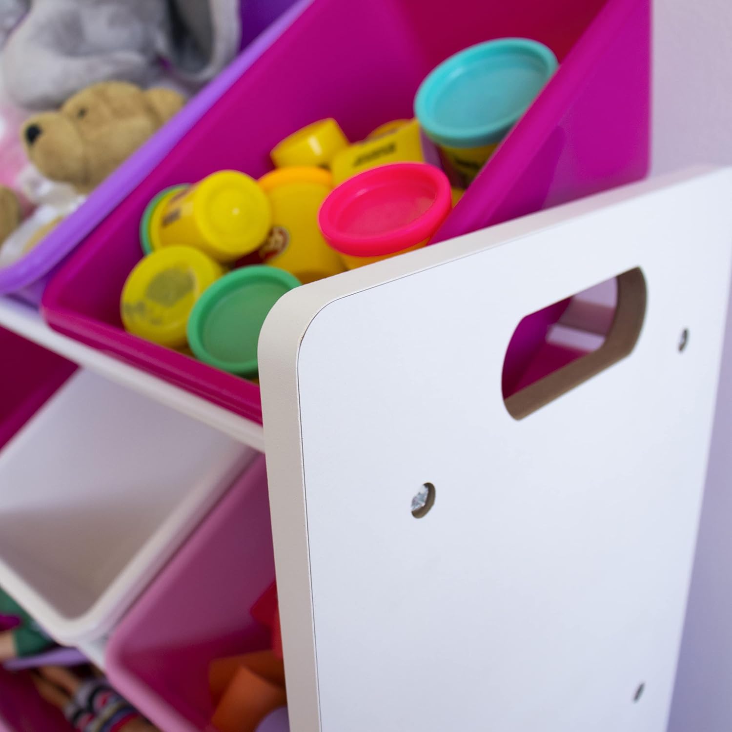 Humble Crew Kids' Toy Storage Organizer with 12 Plastic Bins, Pink&Purple, White Purple Pink7