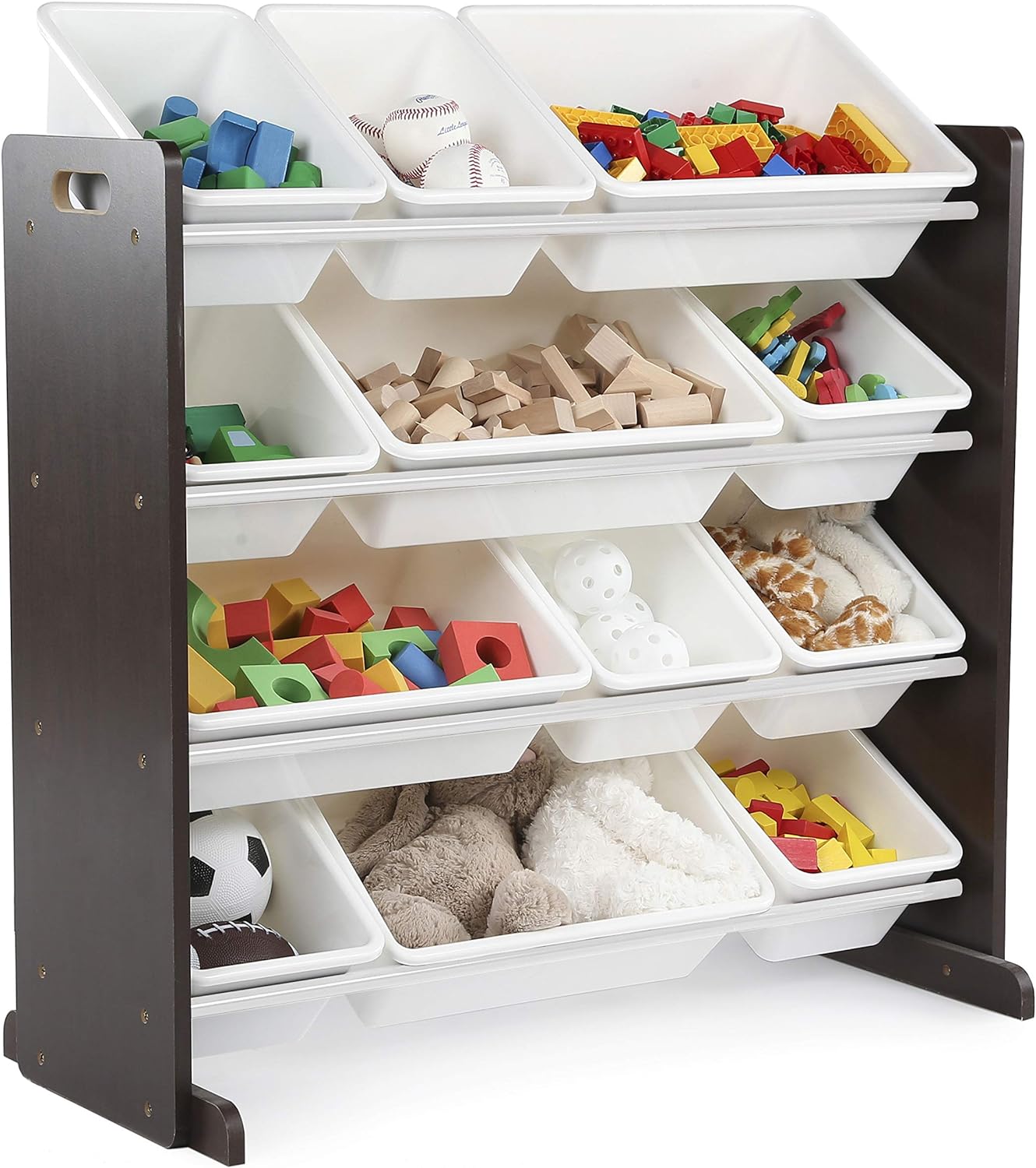 Humble Crew Modern Toy Organizer with 12 Bins, Espresso White Humble Crew Modern Toy Organizer with 12 Bins, Espresso/White