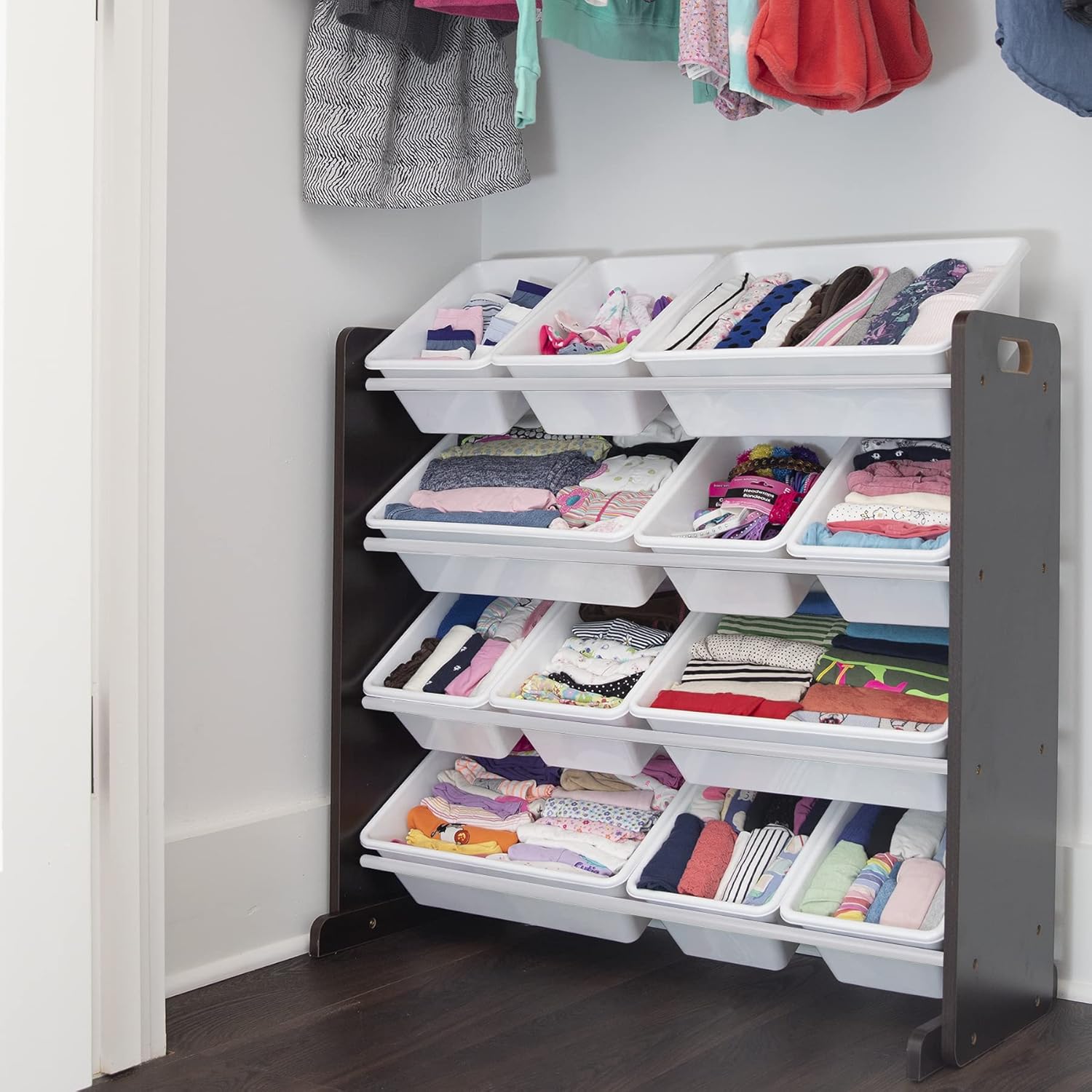 Humble Crew Modern Toy Organizer with 12 Bins, Espresso White1