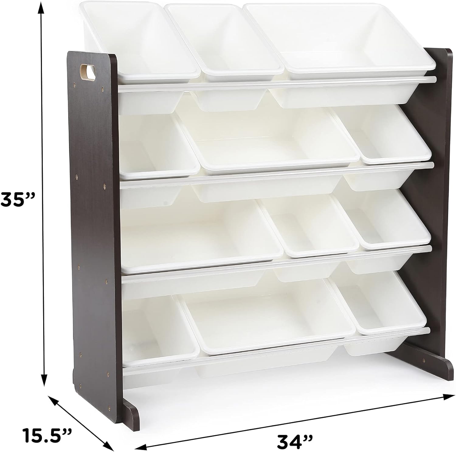 Humble Crew Modern Toy Organizer with 12 Bins, Espresso White3