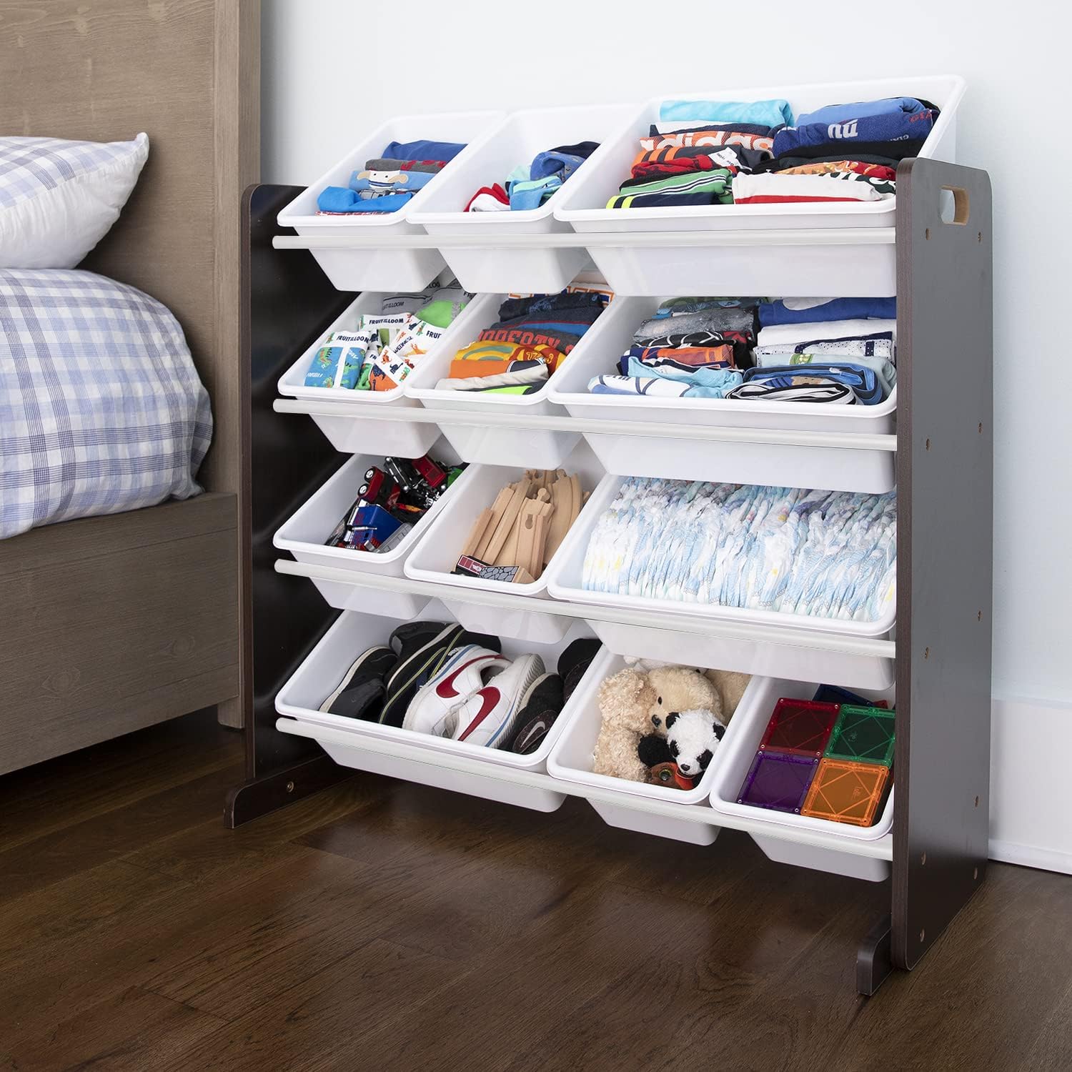 Humble Crew Modern Toy Organizer with 12 Bins, Espresso White7