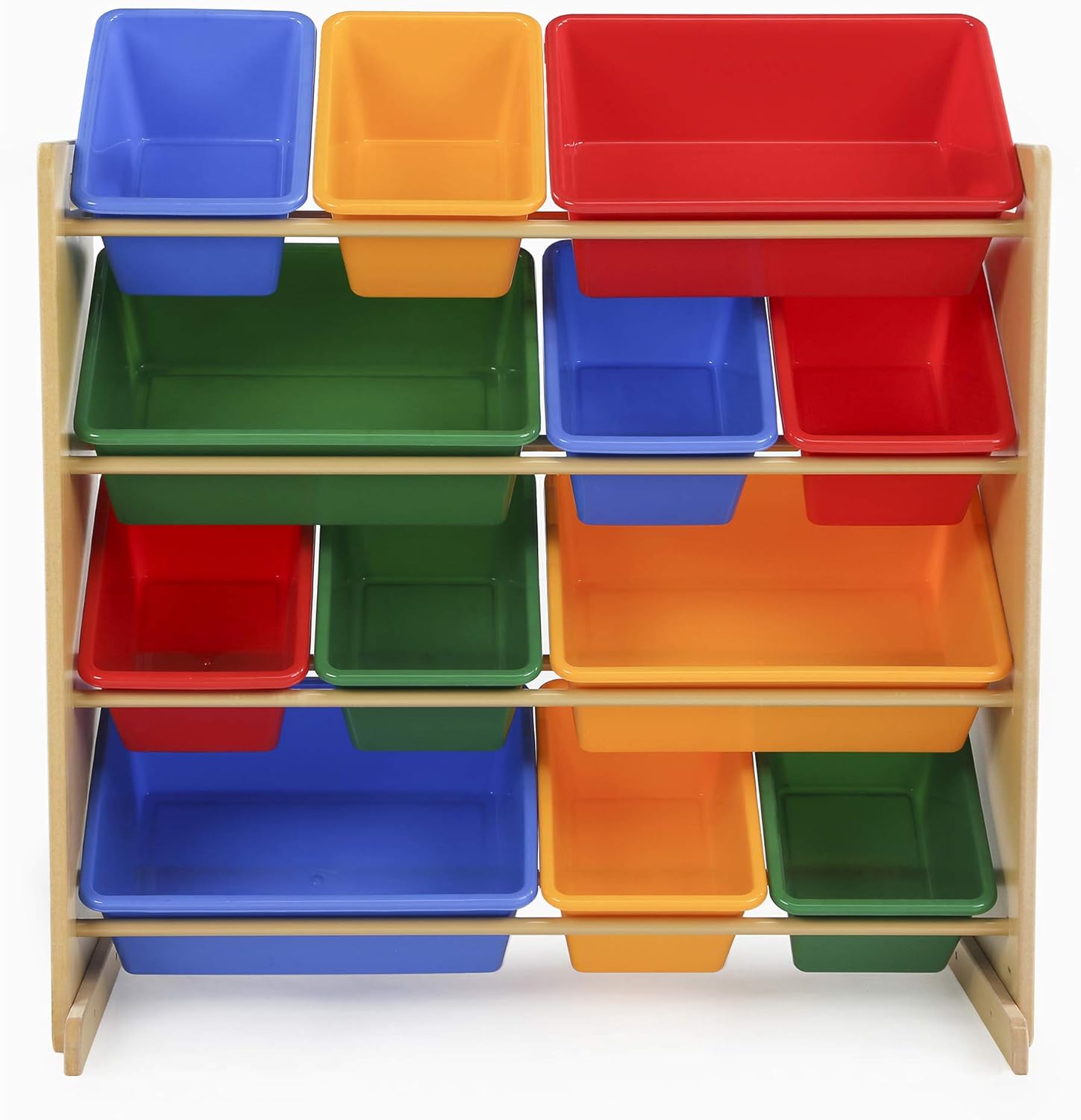 Humble Crew, Natural Primary Kids' Toy Storage Organizer with 12 Plastic Bins, 34 35 15.5inch-