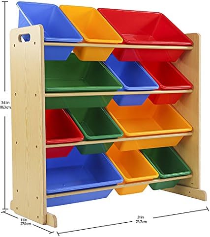 Humble Crew, Natural Primary Kids' Toy Storage Organizer with 12 Plastic Bins, 34 35 15.5inch15