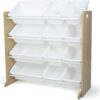 Humble Crew, Natural Wood/White Kids Toy Organizer with 12 Storage Bins