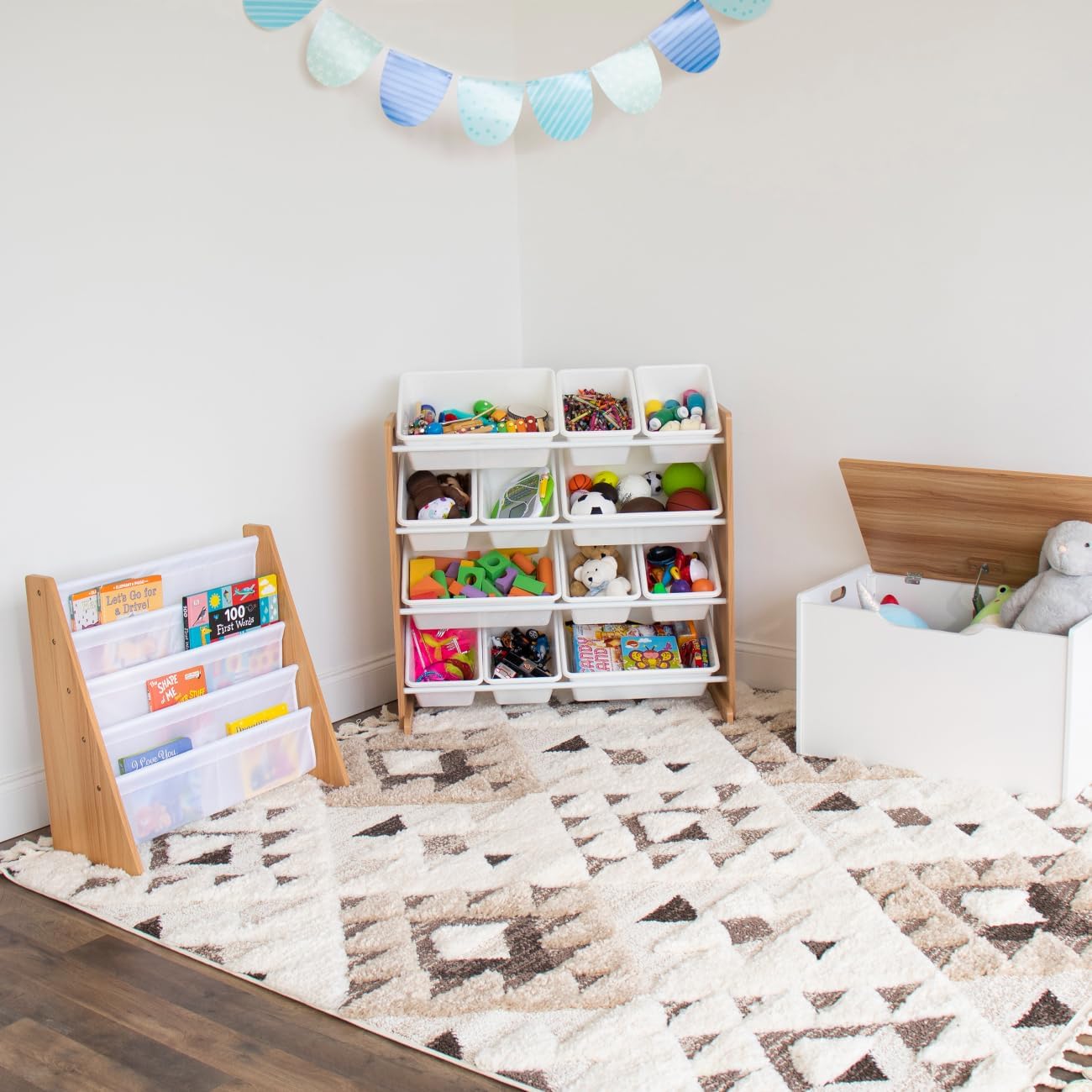 Humble Crew, Natural Wood White Kids Toy Organizer with 12 Storage Bins7