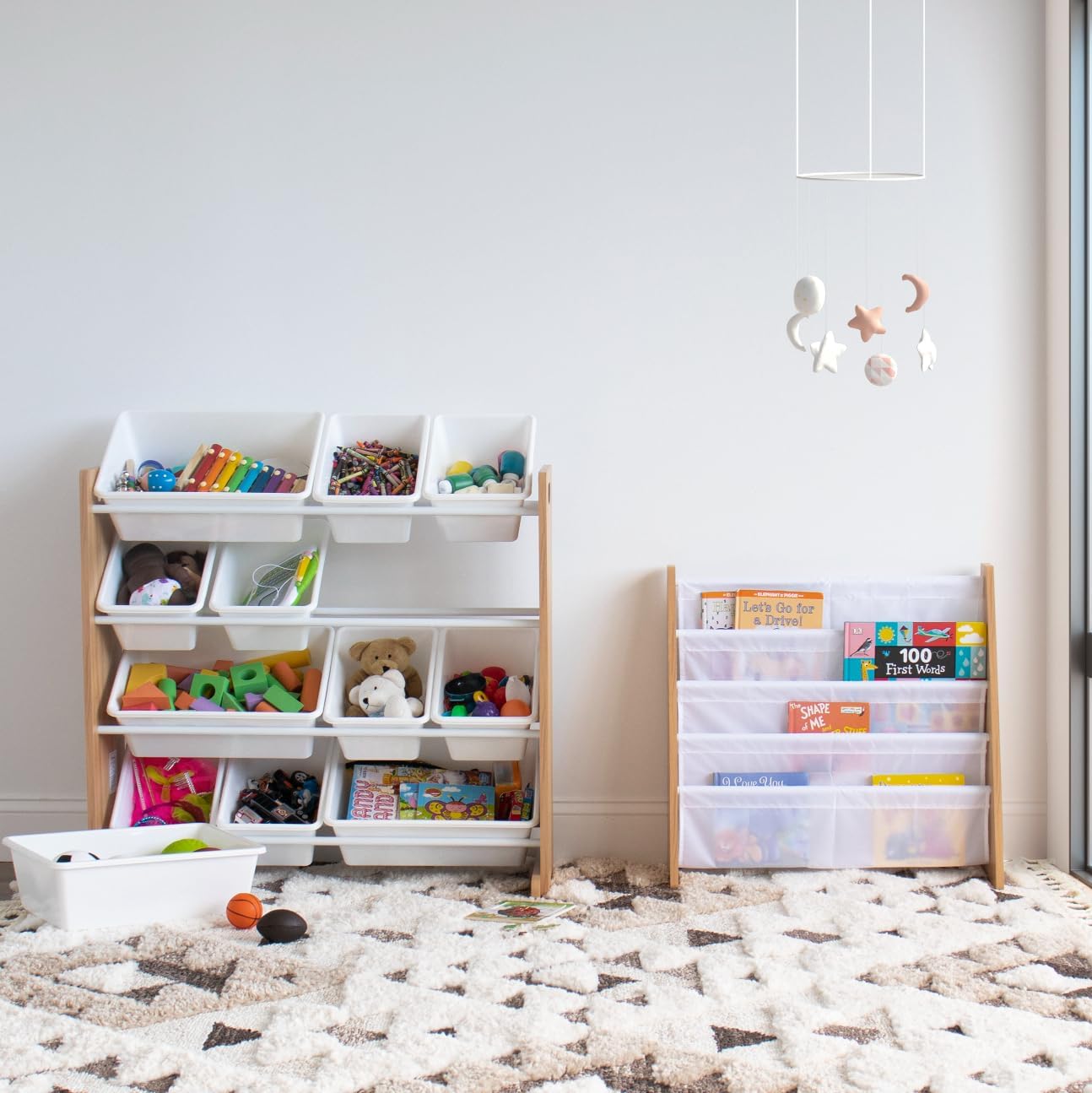 Humble Crew, Natural Wood White Kids Toy Organizer with 12 Storage Bins8