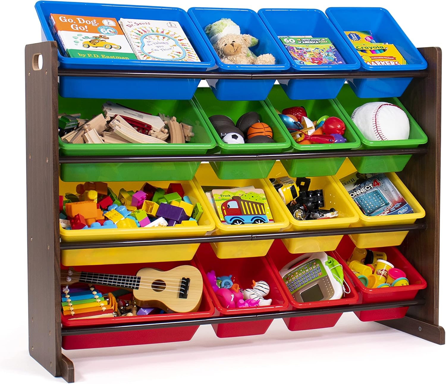 Humble Crew Supersized Wood Toy Storage Organizer, Toddler, Walnut Primary Humble Crew Supersized Wood Toy Storage Organizer, Toddler, Walnut/Primary