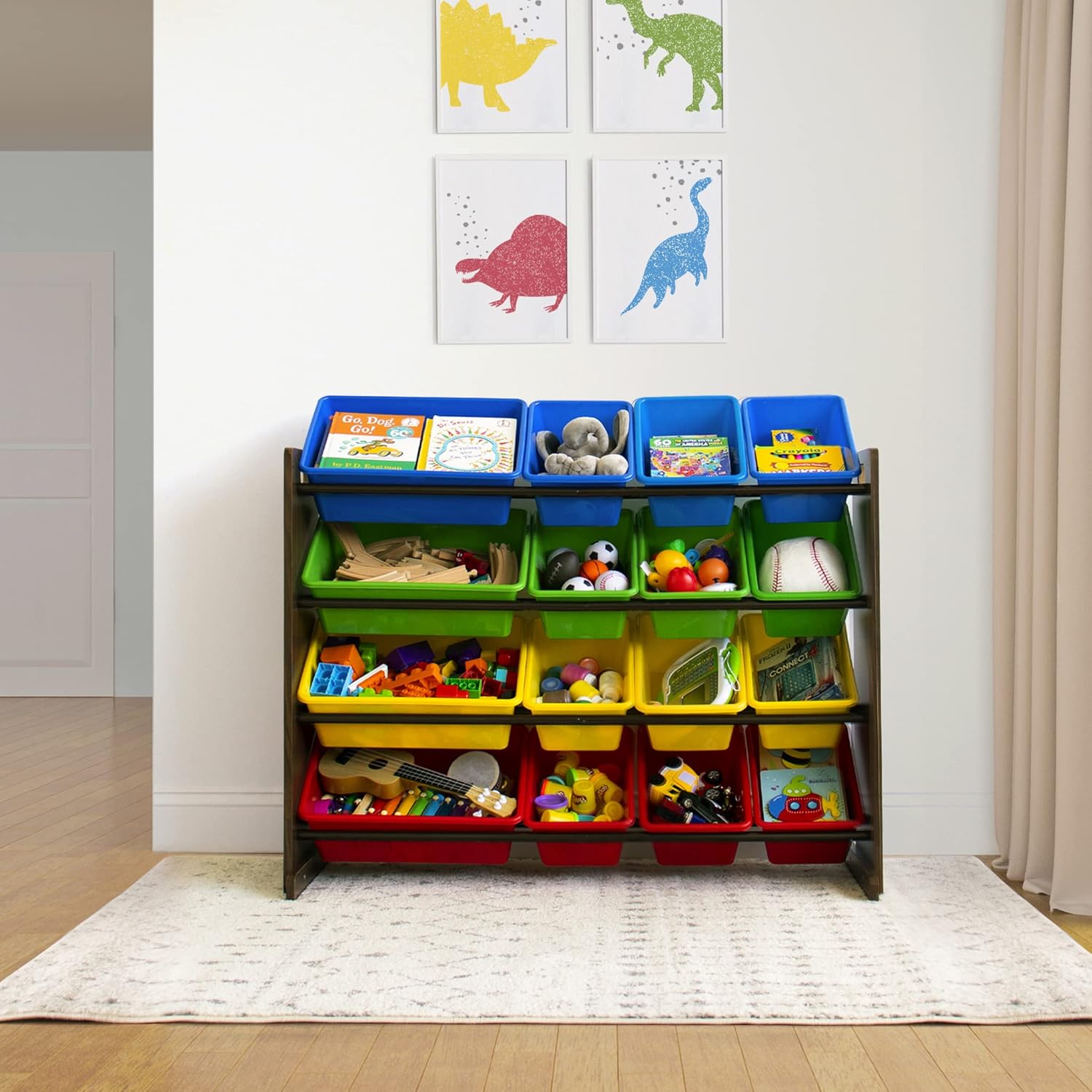 Humble Crew Supersized Wood Toy Storage Organizer, Toddler, Walnut Primary1