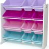 Humble Crew Toy Storage Organizer, White/Pink/Purple/Turquoise 34x11x31 inches, 12x9x6 inches, 16x12x6 inches