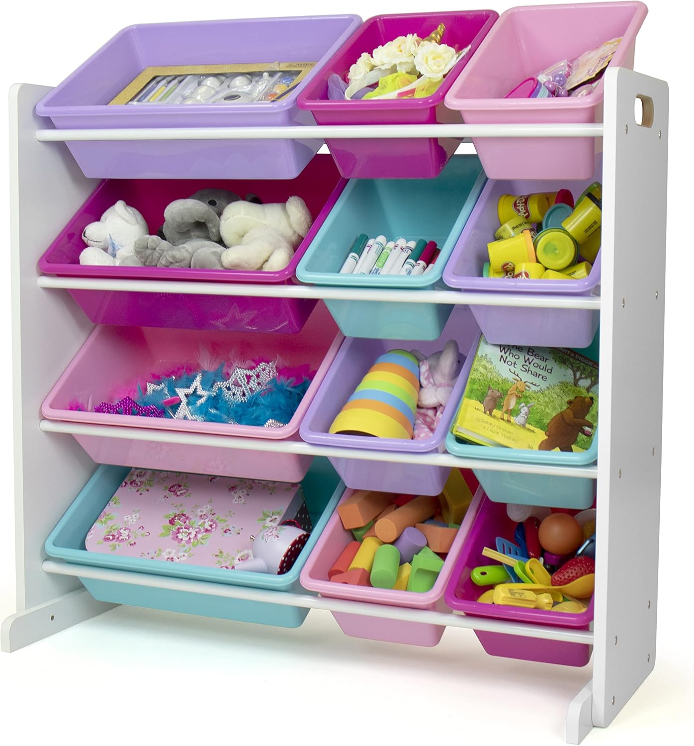 Humble Crew Toy Storage Organizer, White Pink Purple Turquoise 34x11x31 inches,12x9x6 inches,16x12x6 inches3