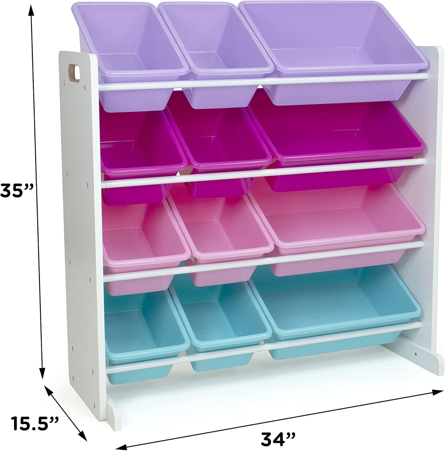 Humble Crew Toy Storage Organizer, White Pink Purple Turquoise 34x11x31 inches,12x9x6 inches,16x12x6 inches5