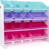 Humble Crew, White/Blue/Pink/Purple Extra-Large Toy Organizer, 16 Storage Bins