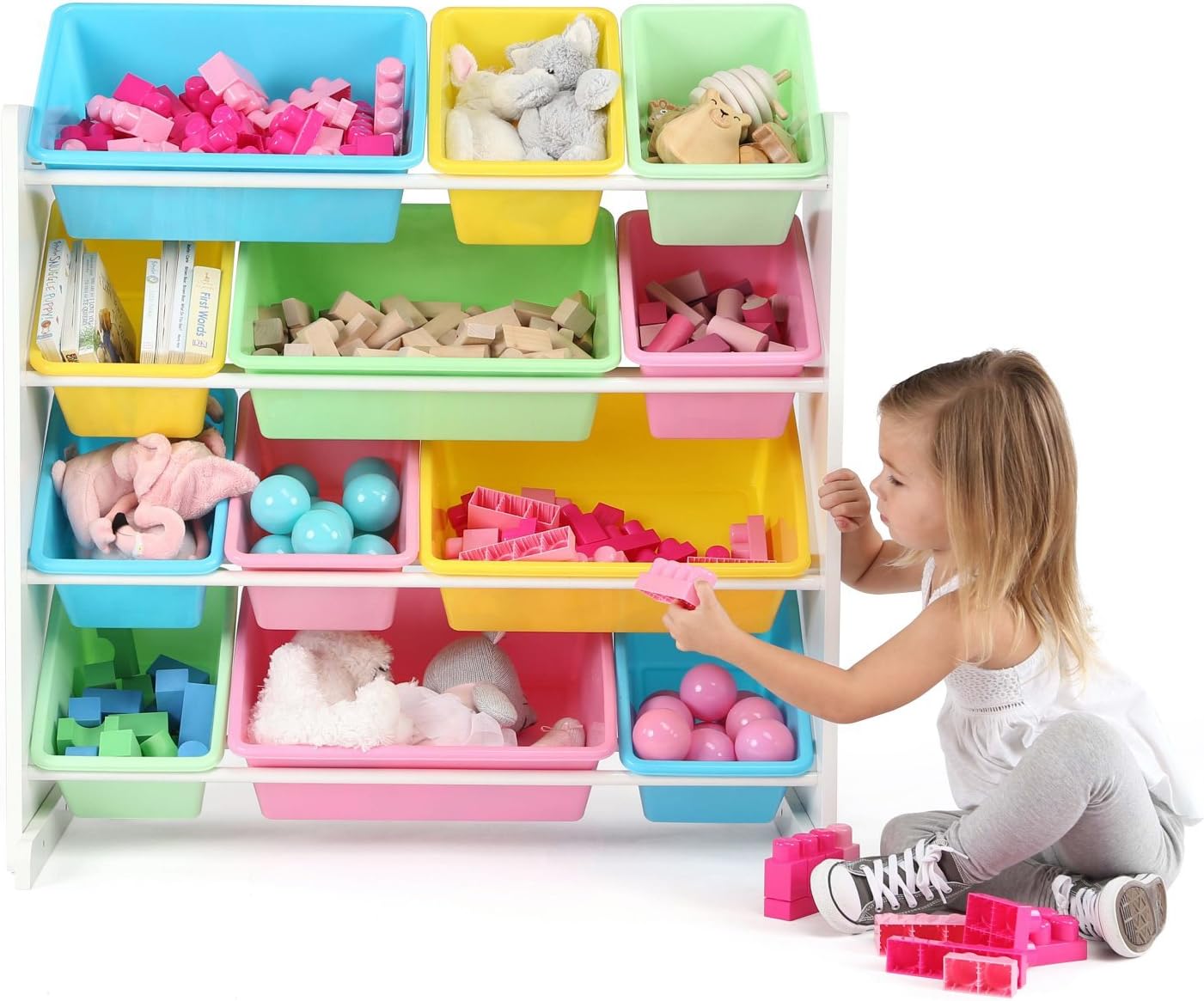 Humble Crew, White Pastel Kids' Toy Storage Organizer5