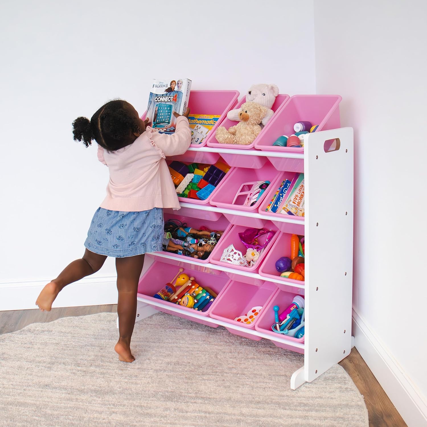 Humble Crew, White Pink 12 Bin Toy Storage Organizer2