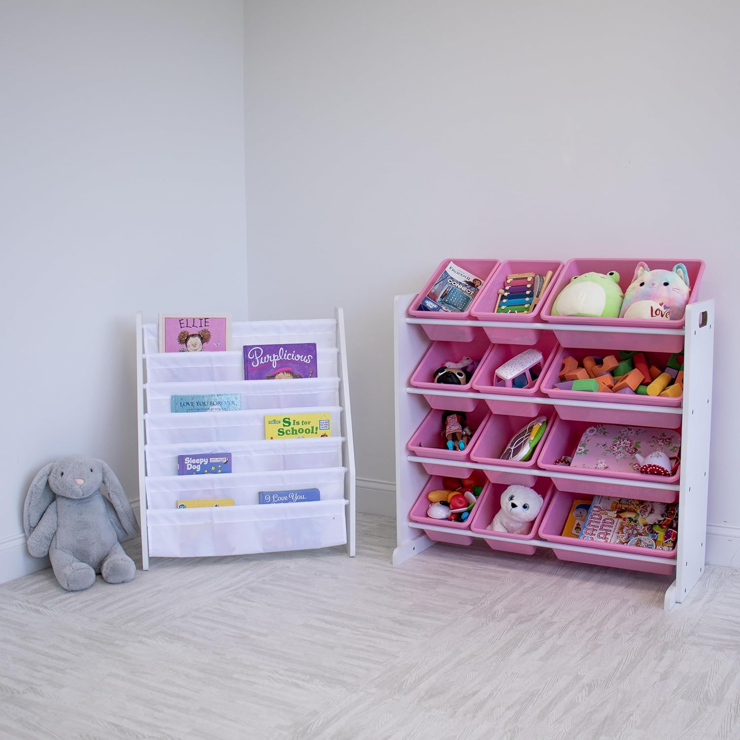 Humble Crew, White Pink 12 Bin Toy Storage Organizer45