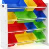 Humble Crew, White/Primary Kids' Toy Storage Organizer with 12 Plastic Bins