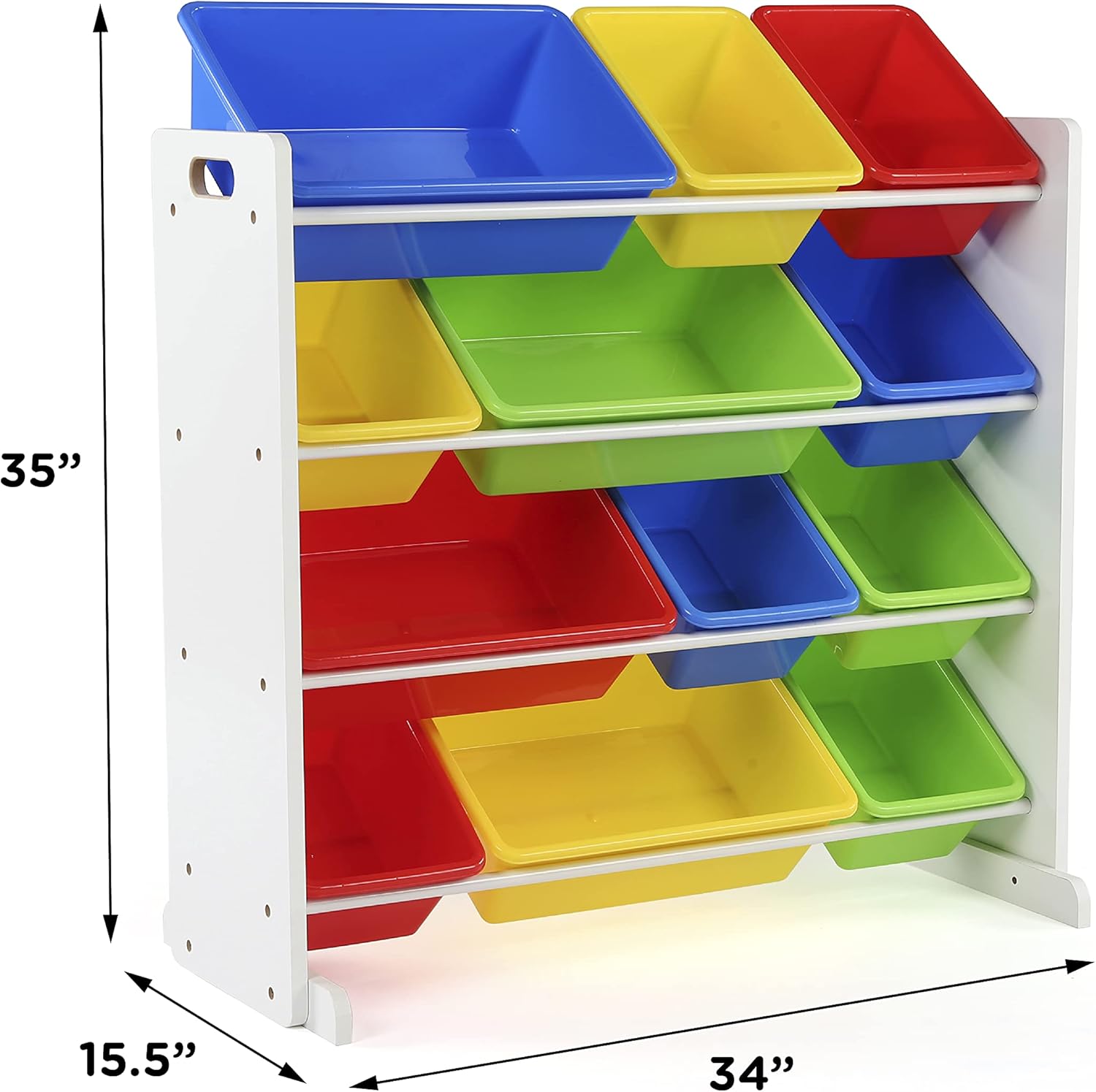 Humble Crew, White Primary Kids' Toy Storage Organizer with 12 Plastic Bins2
