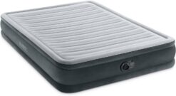 INTEX 67769ED Dura-Beam Deluxe Comfort-Plush Mid-Rise Air Mattress: Fiber-Tech – Queen Size – Built-in Electric Pump – 13in Bed Height – 600lb Weight Capacity