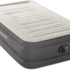 Intex 18 Inch Twin Size TruAire Luxury Air Mattress with Fiber Tech and Built in Electric Pump for Home and Room Essentials, Grey