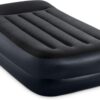 Intex 64121ED Dura-Beam Plus Pillow Rest Air Mattress: Fiber-Tech – Twin Size – Built-in Electric Pump – 16.5in Bed Height – 300lb Weight Capacity