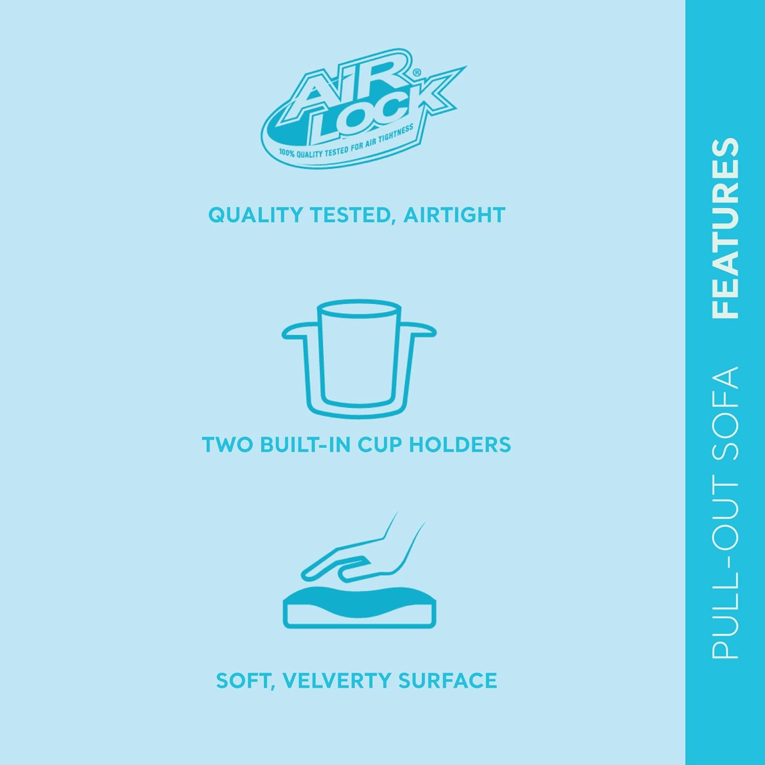 Intex 66552EP Inflatable Pull-Out Sofa Built-in Cupholder – Velvety Surface – 2-in-1 Valve – Folds Compactly – 46 x 88 x 265