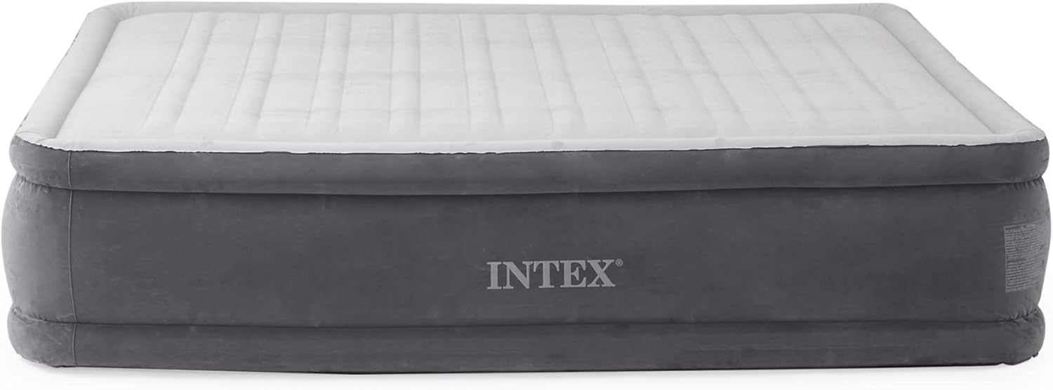 Intex Comfort Dura-Beam Airbed Internal Electric Pump Bed Height Elevated, Queen (600 Lbs), Elevated (18), (2020 Model)1