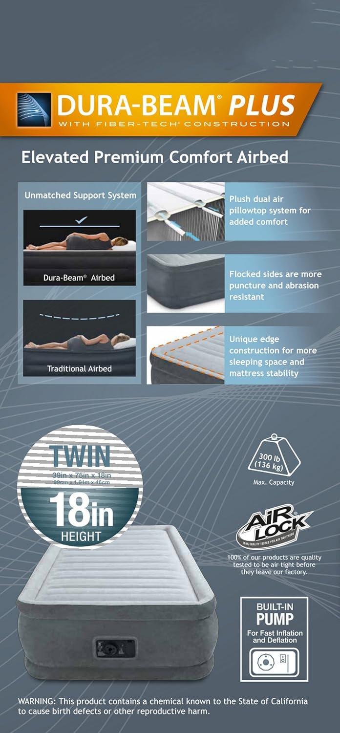 Intex Comfort Plush Elevated Dura-Beam Airbed with Built-in Electric Pump145