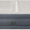Intex Deluxe Dual Zone 22 Inch King Sized Air Mattress Fiber Tech Construction for Added Comfort and Support with Built in Air Pump, Gray