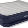 Intex Deluxe Pillow Rest Queen Raised Built-in Pump Fiber-Tech Airbed | 64135E