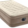Intex Dura-Beam Deluxe Ultra Plush Air Mattress: Fiber-Tech – Built-in Electric Pump – 18in Bed Height – 300lb Weight Capacity – Twin Size